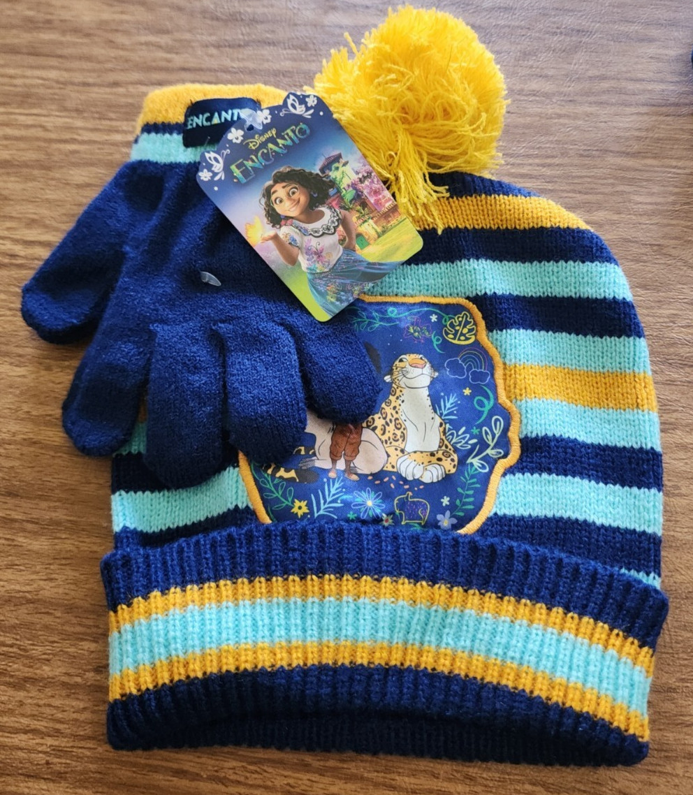 Disney Encanto Striped Hat and Gloves Todder Size OSFM Child 2 Pc Set NWT