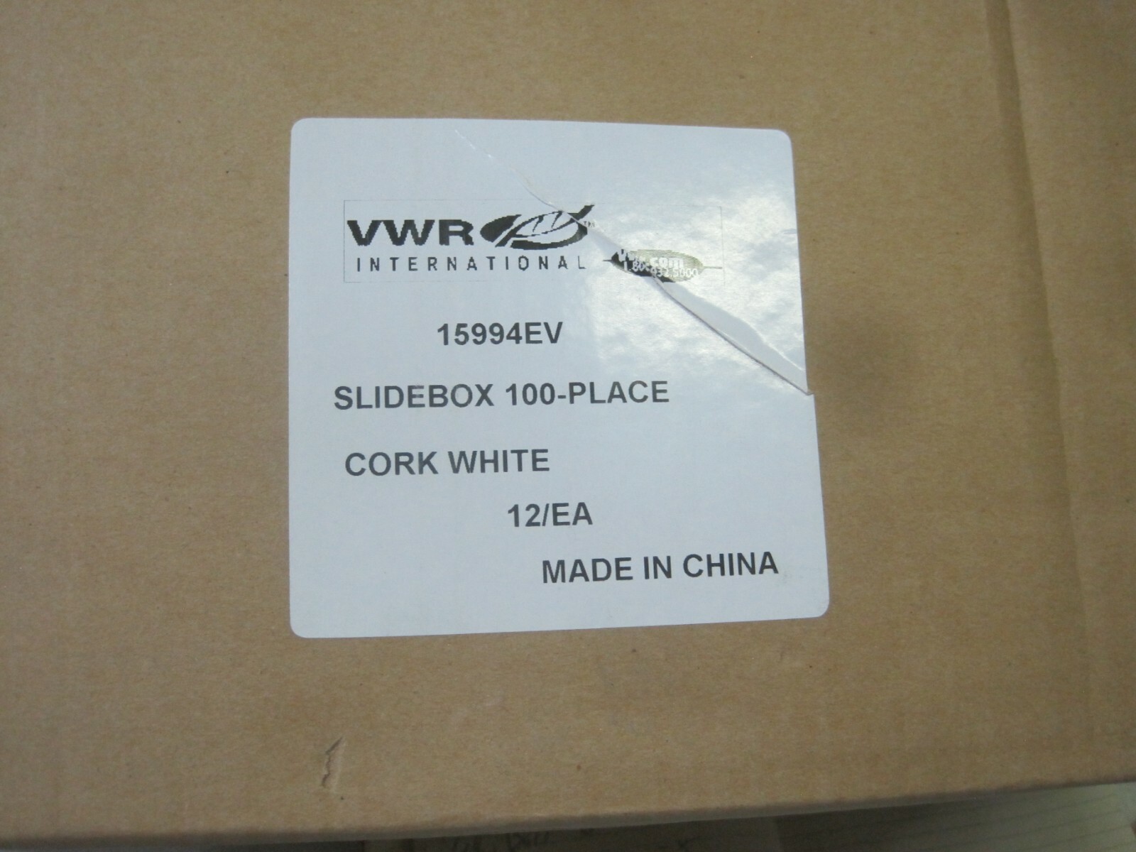 CASE (12) VWR INTERNATIONAL 82003-414 100-PLACE MICROSCOPE CORK WHITE SLIDEBOX