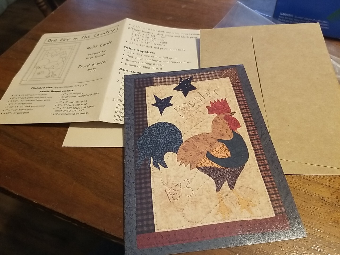 1997 Indygo Junction Inc One Day In The Country Quilt Card #111 Proud Rooster