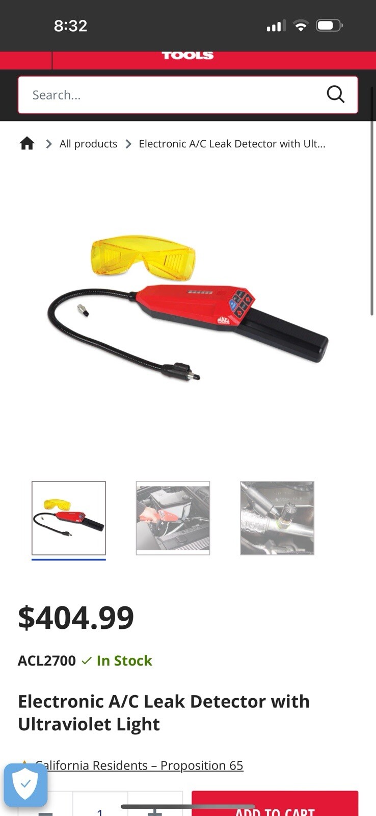 Mac Tools Electronic Leak Detector With Uv Blue Light