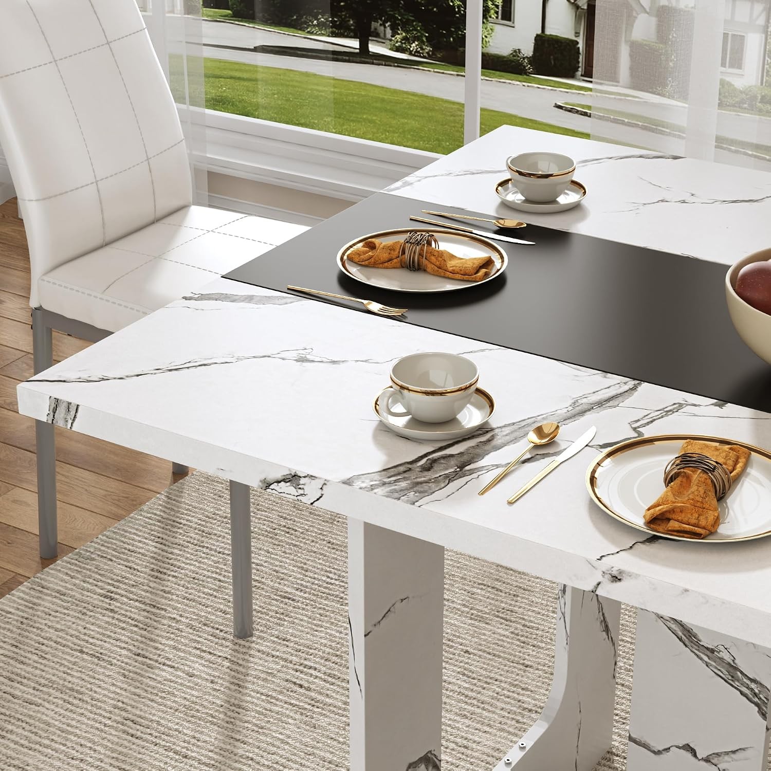71 Inch Rectangle Dining Table for 4-8 People, Long Kitchen Dinner Table with