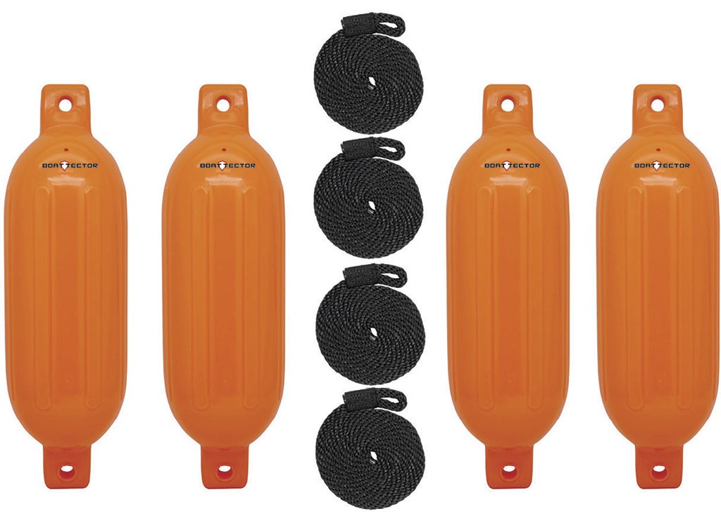 Extreme Max 3006.7641 BoatTector Inflatable Fender 4-Pack 6.5" x 22" Neon Orange