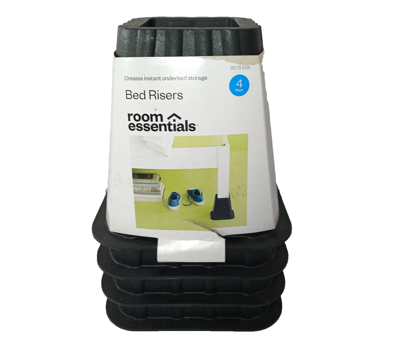 Room Essentials 4 Pack of 6” Plastic Black Bed Risers