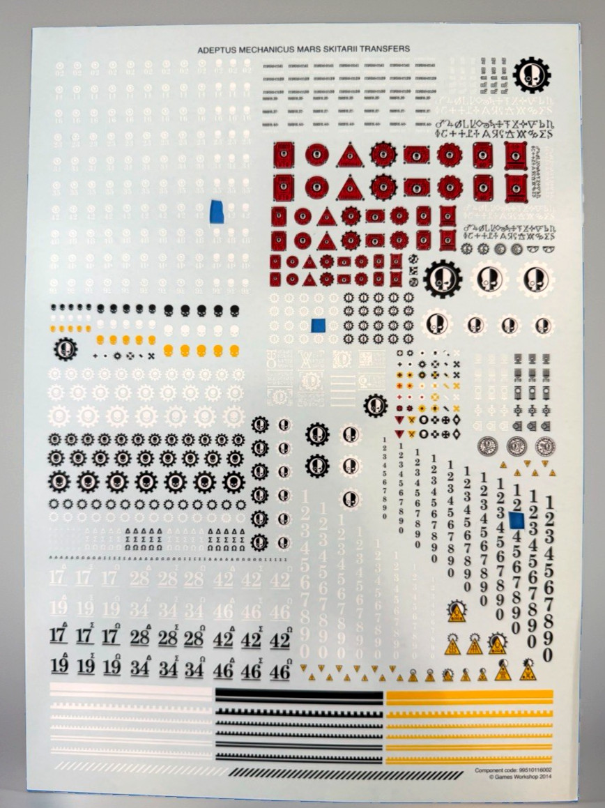 Warhammer 40k Adeptus Mechanicus Mars Skitarii Transfer Sheet USED Free S&H
