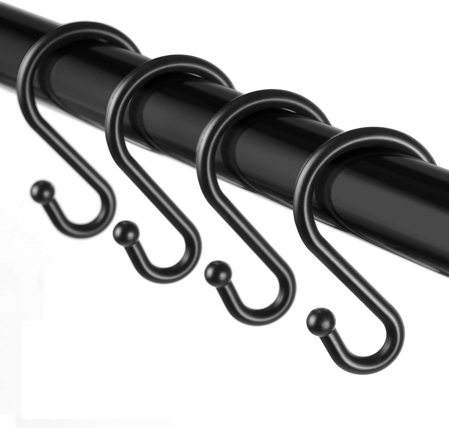 Metal Shower Curtain Hooks，Set of 12 Rings，Rust Resistant S Shaped Hooks Hangers