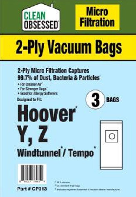 Clean Obsessed Hoover Type Y 2-Ply Vacuum Bags - 3 Pack