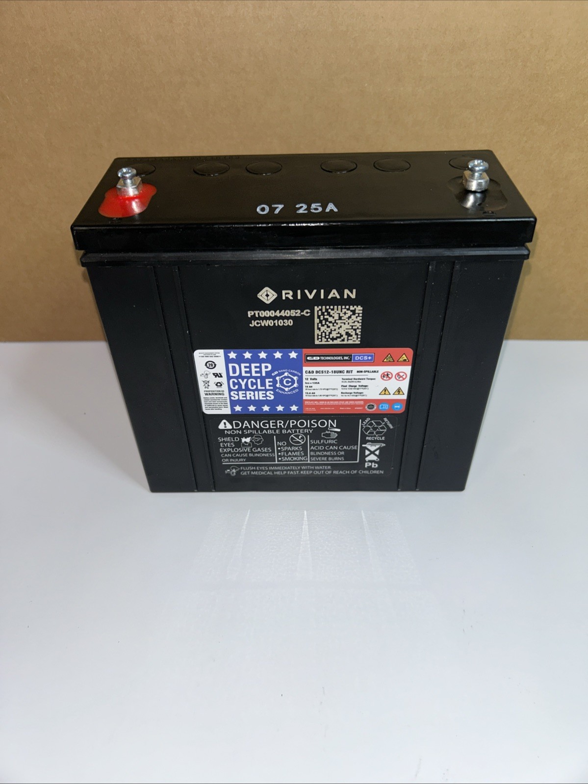 C&D TECHNOLOGIES DCS12-18UNC RIT Deep Cycle Battery, 12V, 18 AH, No Box