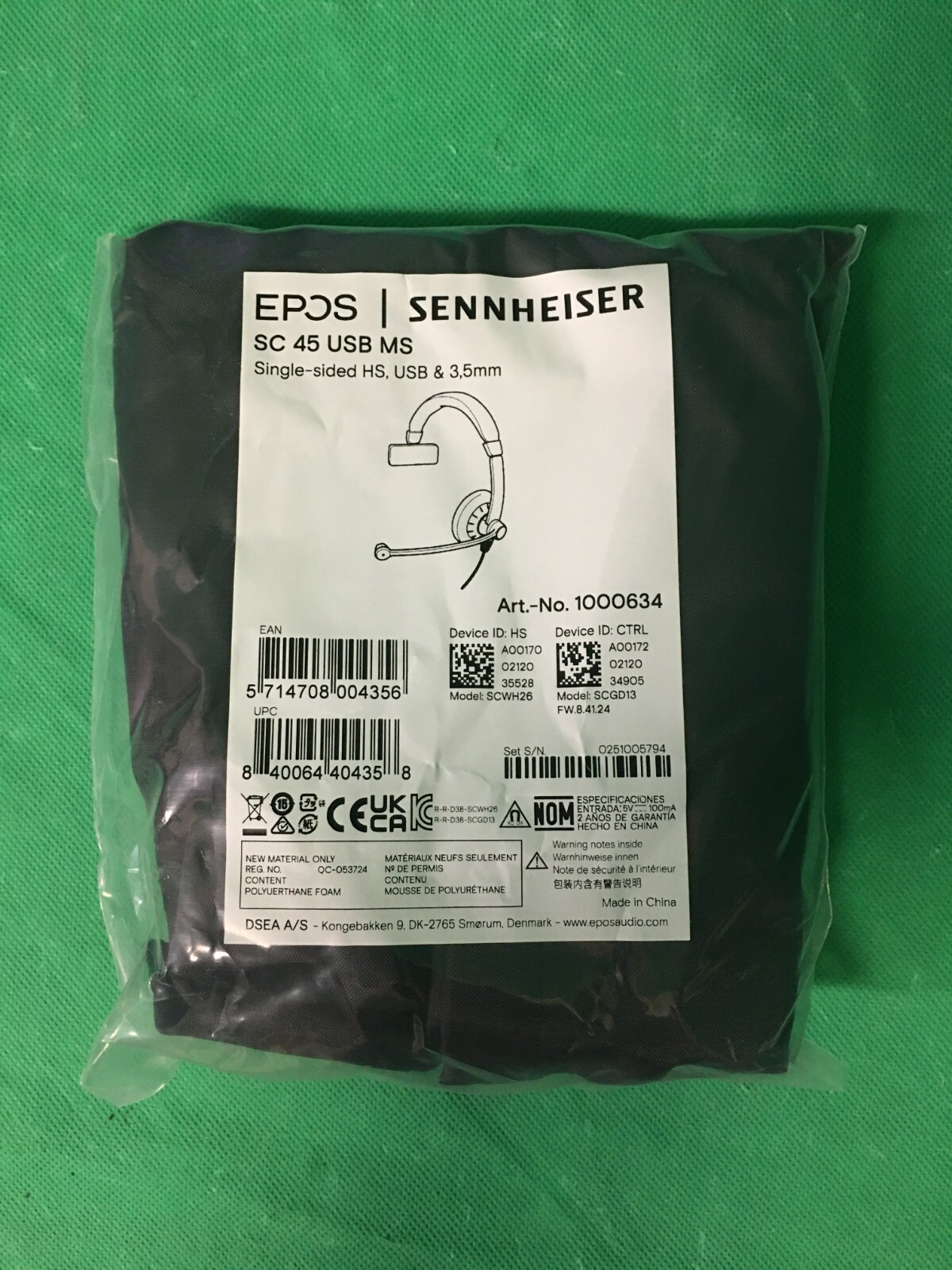 SENNHEISER EPOS IMPACT -  SC 45 - USB MS Single-Sided Headset USB 3.5mm - Black