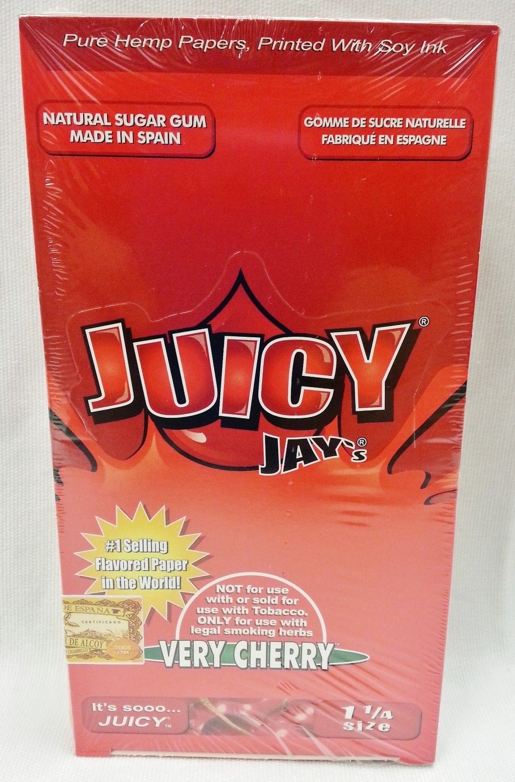 1 Box of Juicy Jay 1 1/4 Very Cherry Flavor 24 Packs With Free Shipping