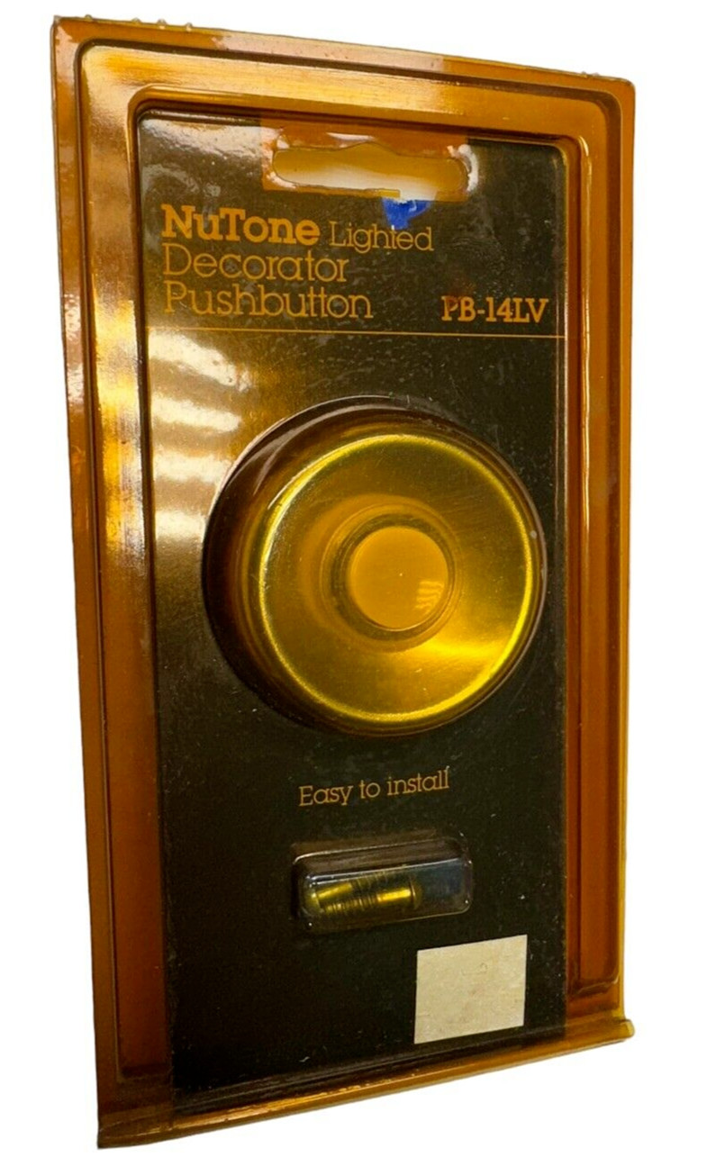 Vintage NuTone PB-14LV Pushbutton Lighted Door Bell - Gold Anodized