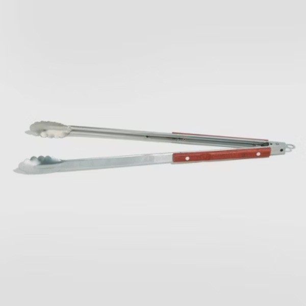 22" Stainless Steel Extra Long Rosewood Tongs Silver