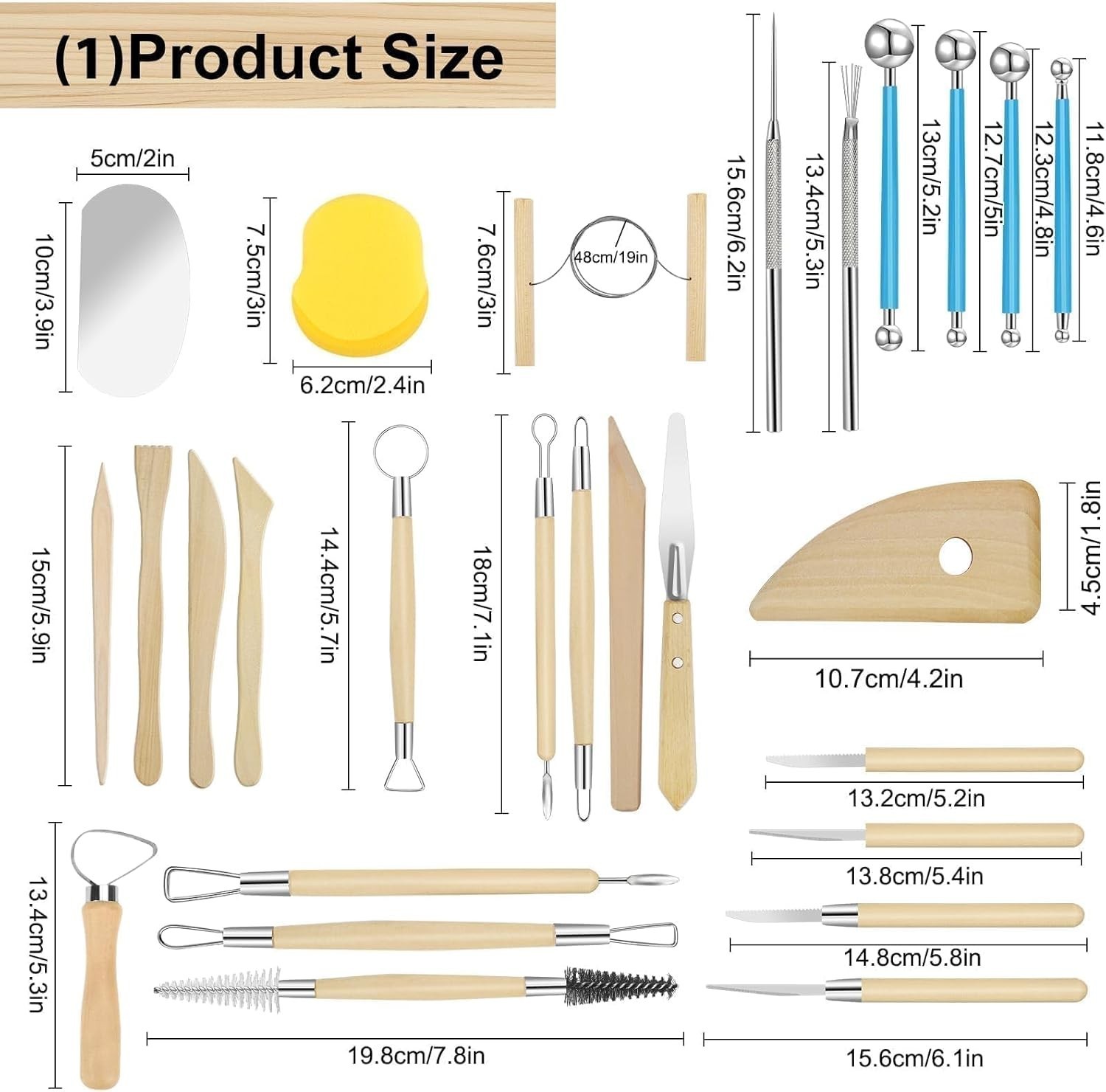 52PCS Pottery Tool Kit - Essential Clay Sculpting Tools for Creative Projects