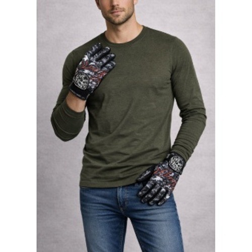 Live Fast Gear Men's Black Red Die Last Cholo Moto Riding Gloves Size XL NWT