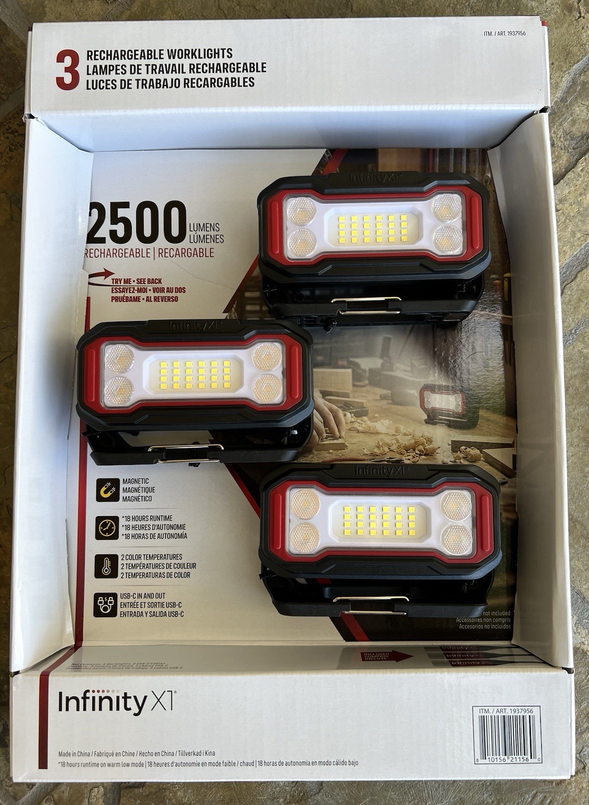 Infinity X1 Recharge LED Work Camping Lights 3 Pack 2500 Lumens Magnetic USB C