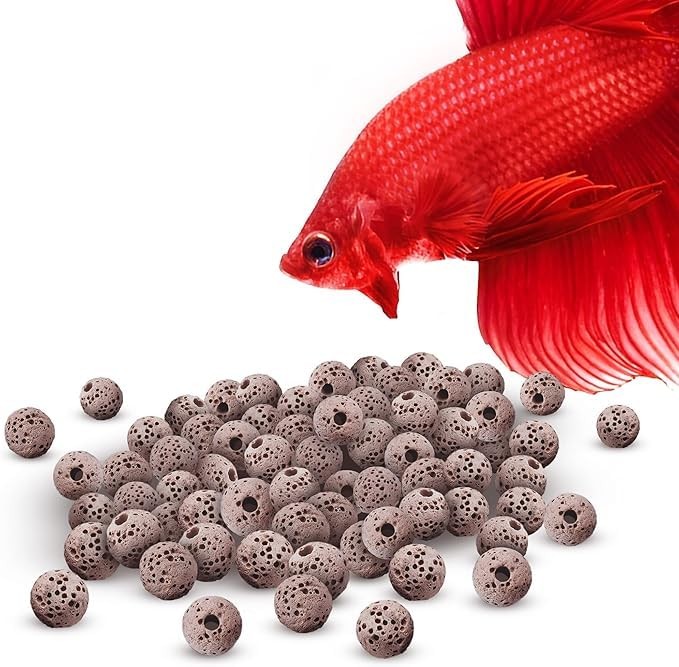 Betta Pumice Beads 50Pcs 0.2in Lightweight Lava Rock Aquarium Filtration Gravel