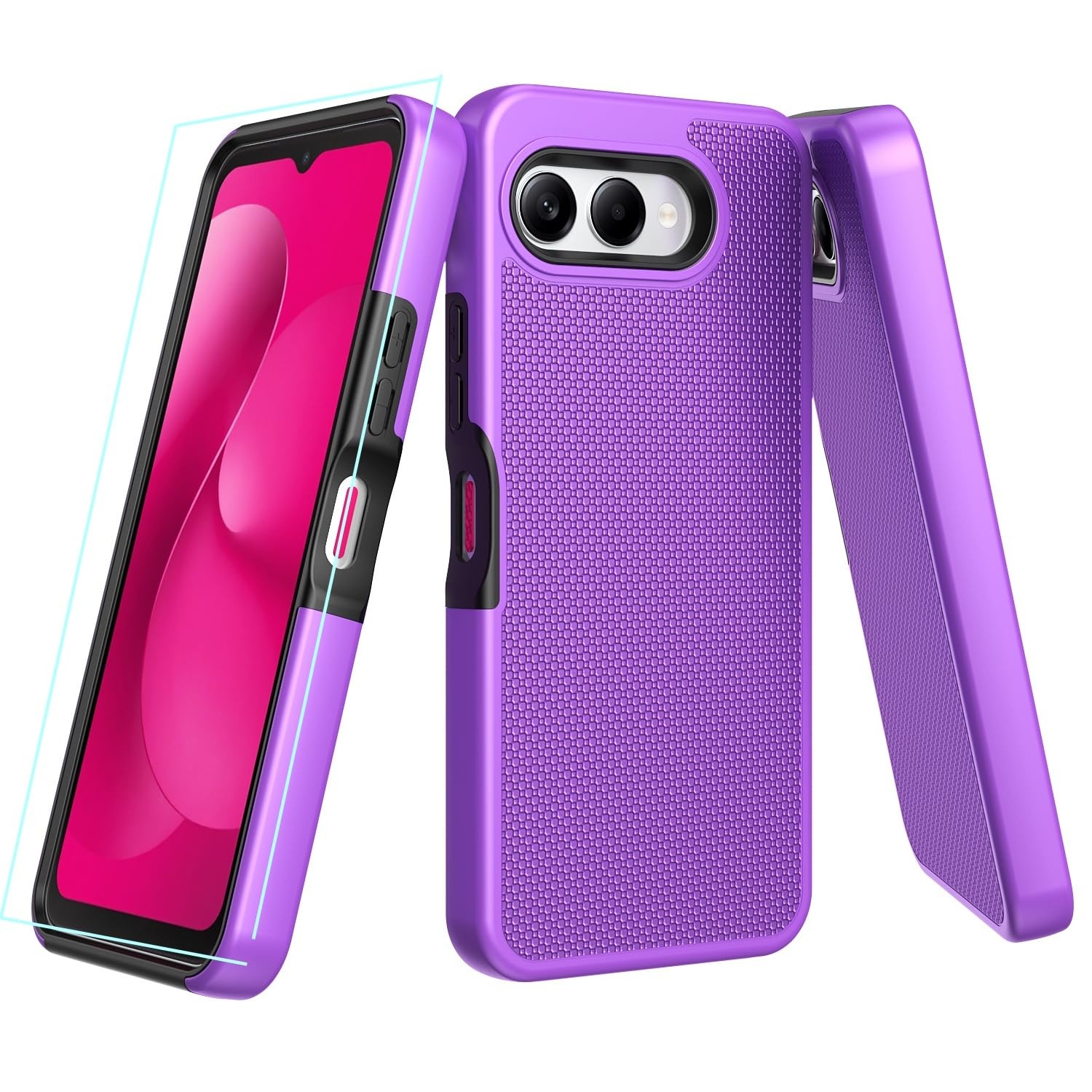 Phone Case for T-Mobile Revvl 8 5G with Screen Protector Dual 8, Purple