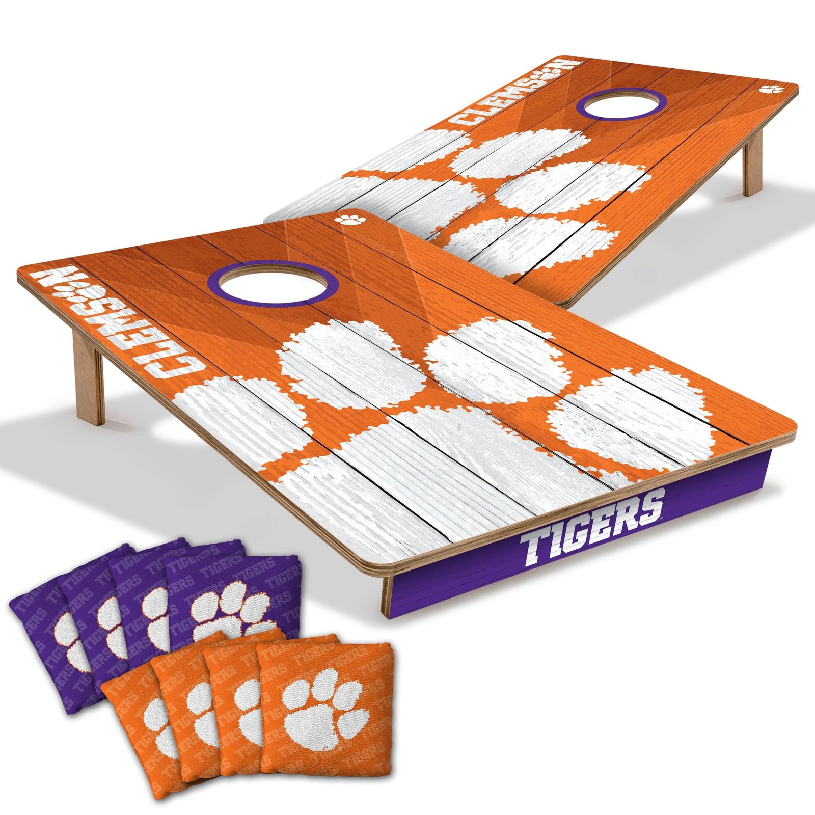 Tailgate Cornhole Boards Clemson Tigers 2x3 Foldable Legs Resin Bags