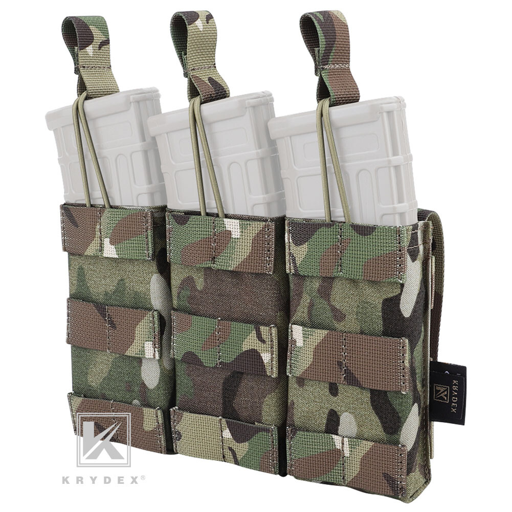 KRYDEX Triple 5.56 .223 Mag Pouch Modular Tactical Mag Carrier MOLLE MC Camo