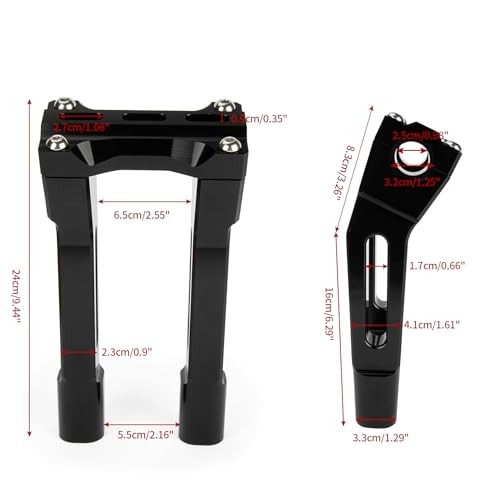 10" Height Motorcycle Handlebar Riser - Motorcycle 1" Pull Back riser for