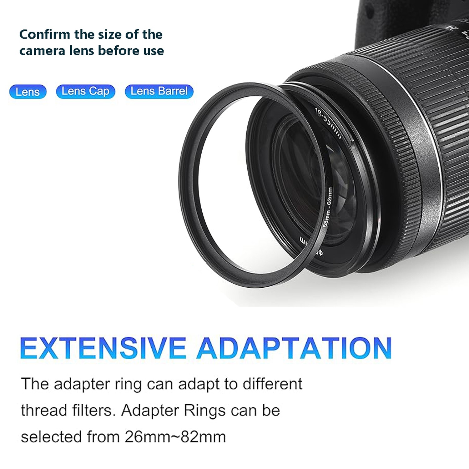 18 x Metal Step Up & Down Ring Camera Lens Filter Adapter Aluminum Black