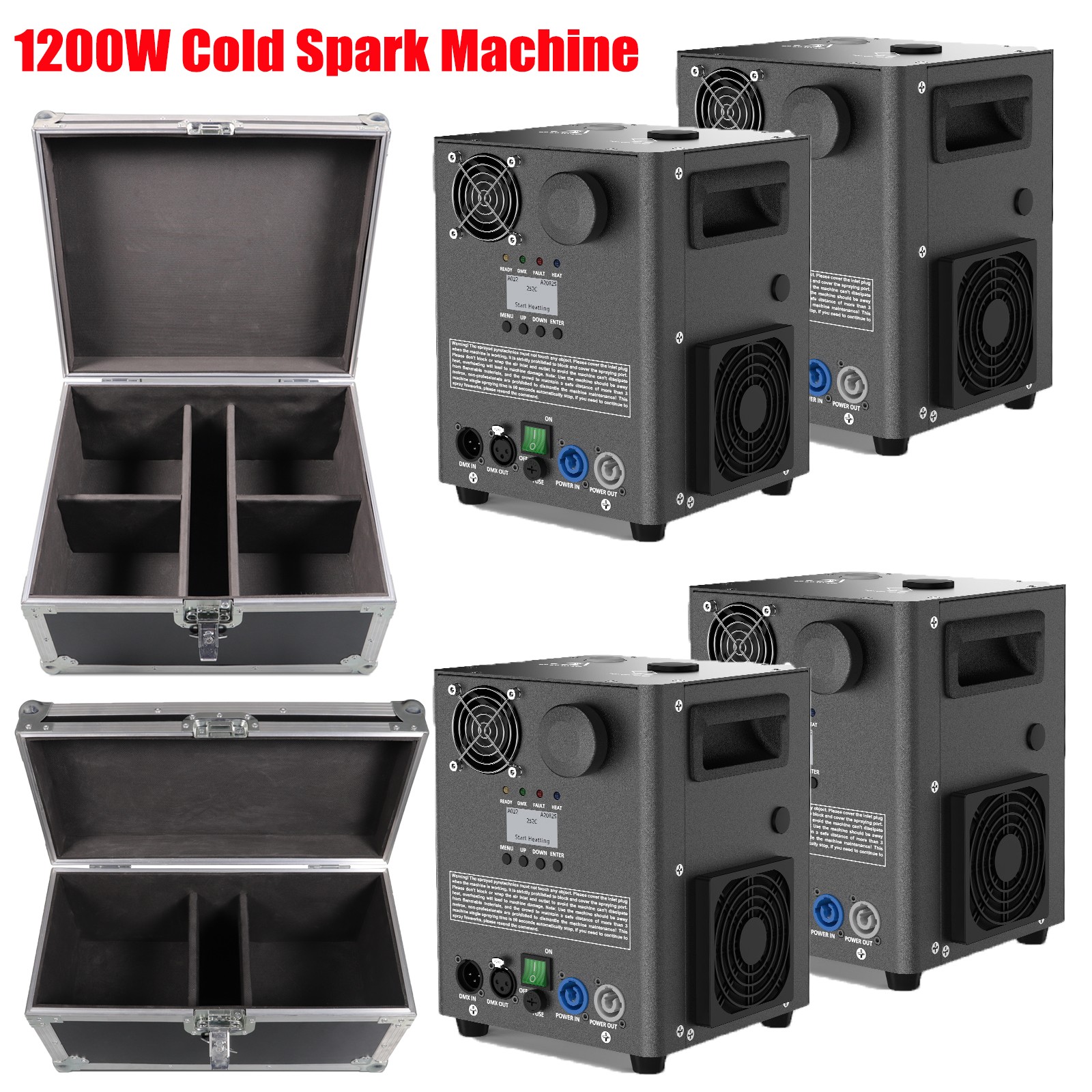 1200W Cold Spark Machine Party Stage Sparkle DJ Party Wedding With Flight Case