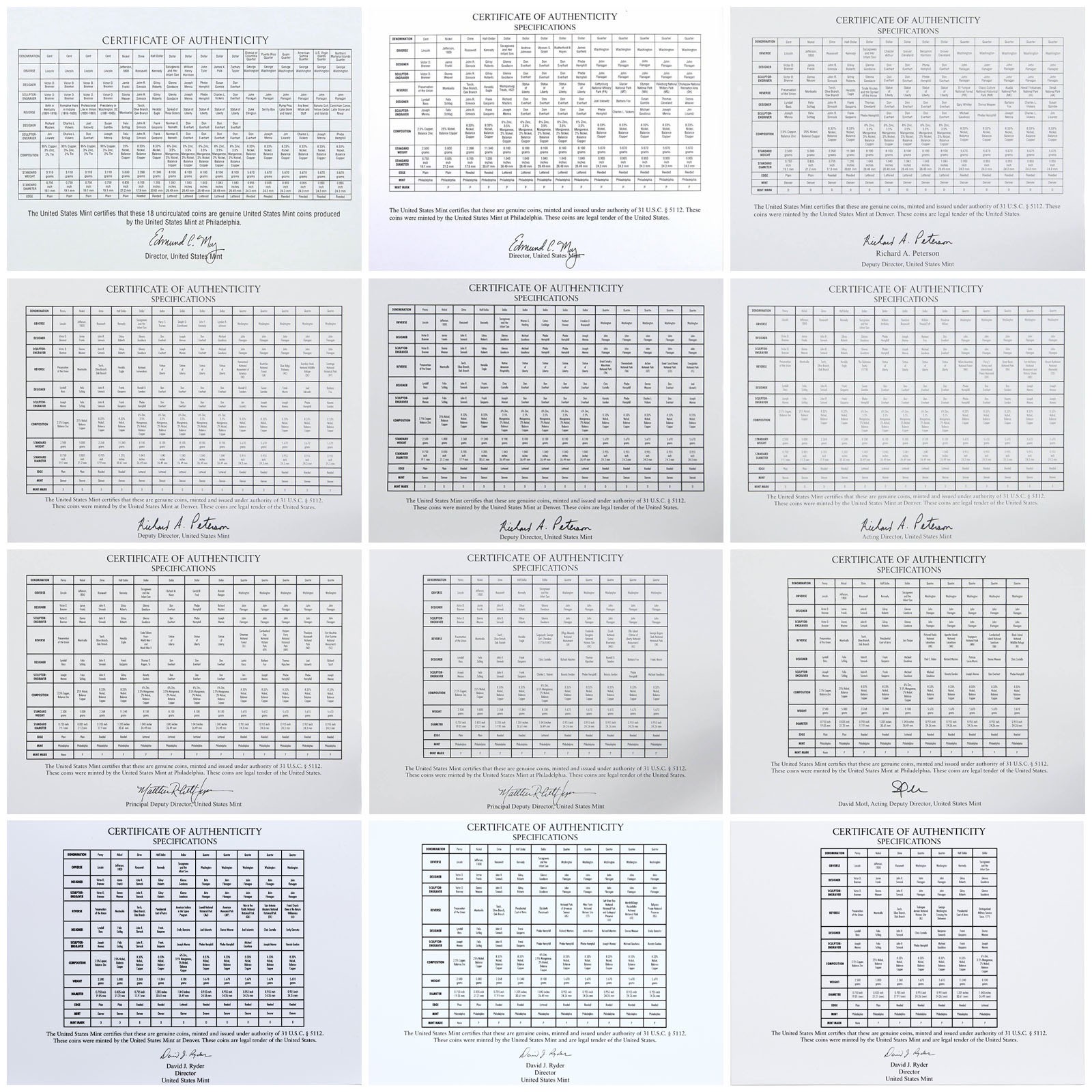 2009-2022 Mint Set Run Original Envelopes 14 Sets 344 Coins