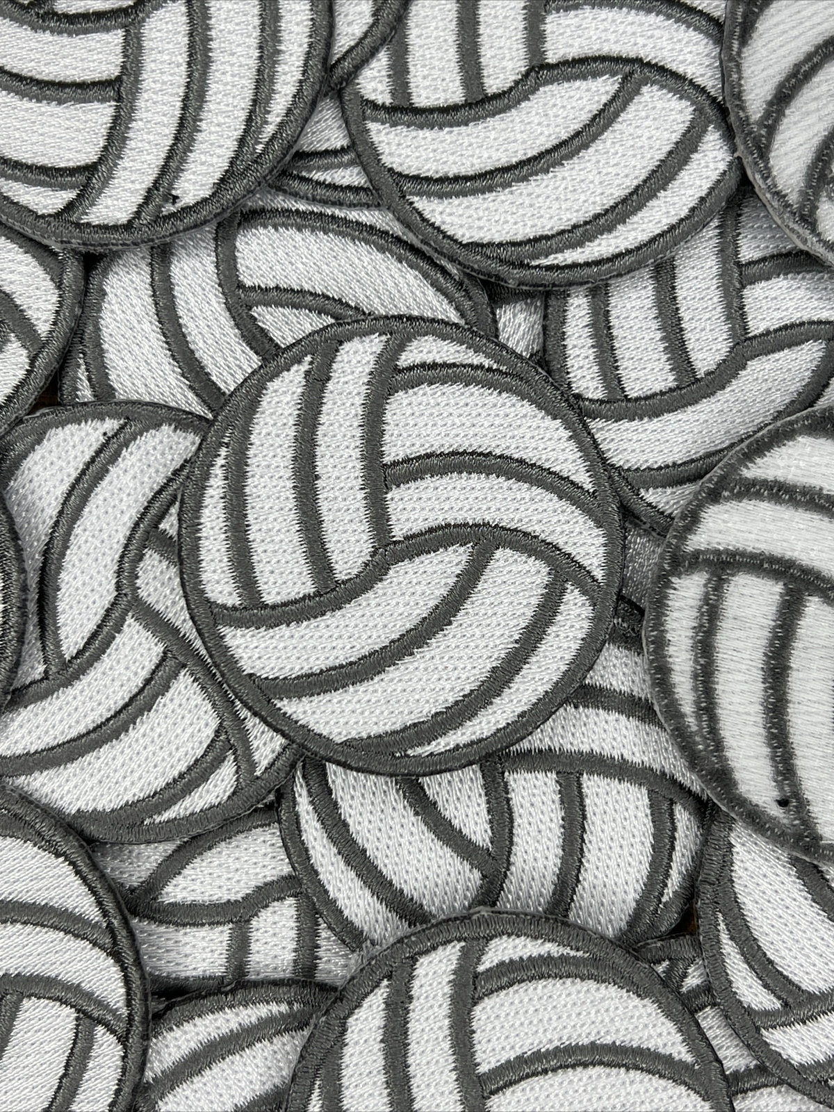 Iron-On Volleyball Patch 2 Inches White Gray Indoor Beach Game Accessory