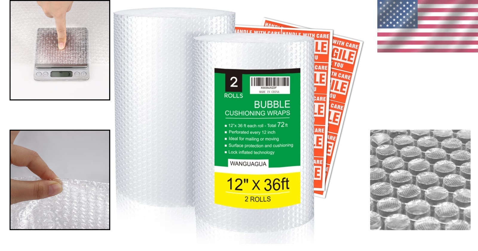 Effortless 12" x 72ft Perforated Bubble Packing Wrap for Safe Shipping & Moving