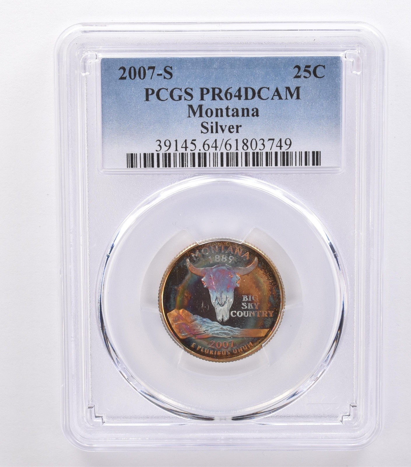 2007-S Washington State Quarter Montana Silver PR64 DCAM PCGS Nice Tone *8753