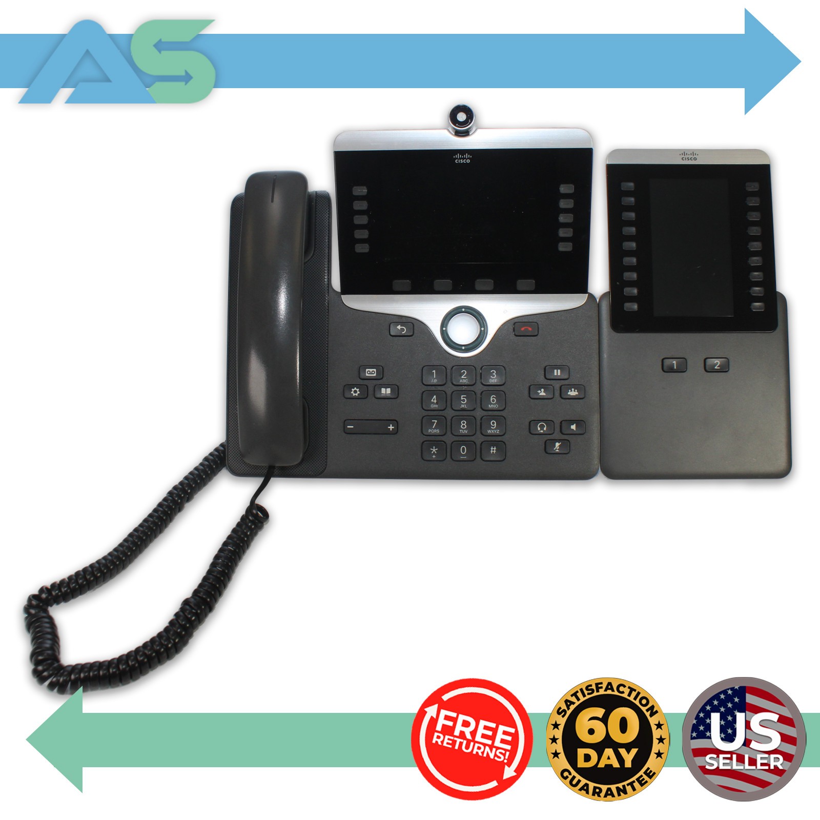 Cisco CP-8865-K9 IP Phone 8800 Series HD Camera Bluetooth Wi-Fi Expansion Module