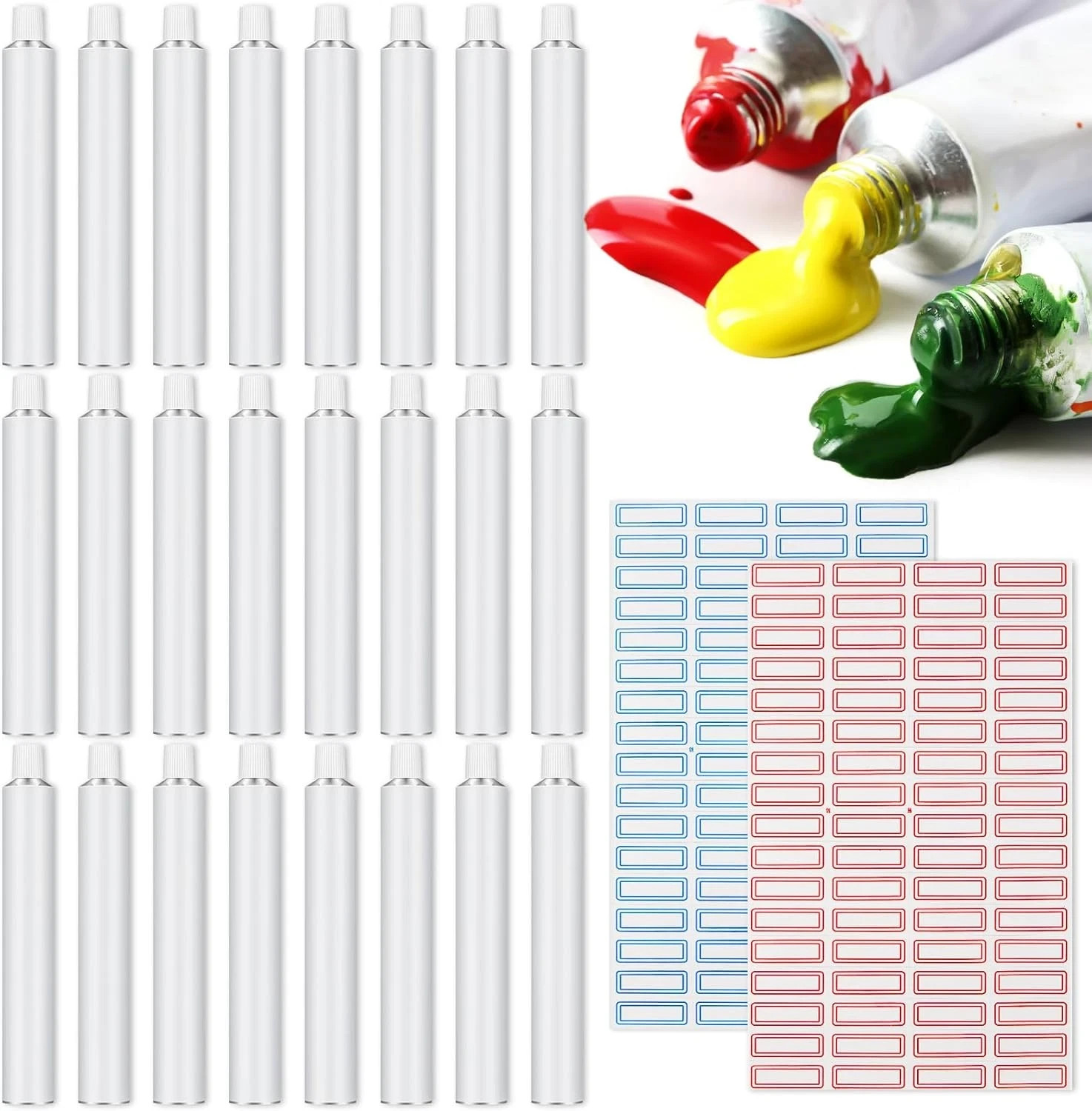 24 Pcs Empty Aluminum Paint Tubes 20 Ml Paint Tubes for Making Paint and Store R