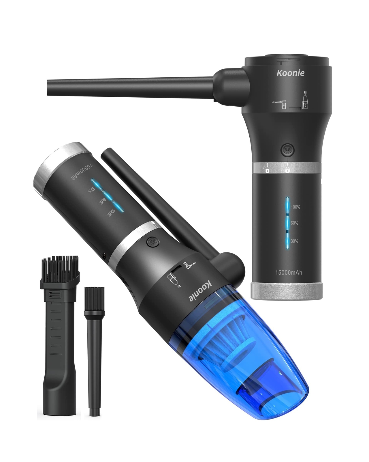 Compressed Air Duster, Koonie 15000mAh Cordless Air Duster & Vacuum 2 in 1 Po...
