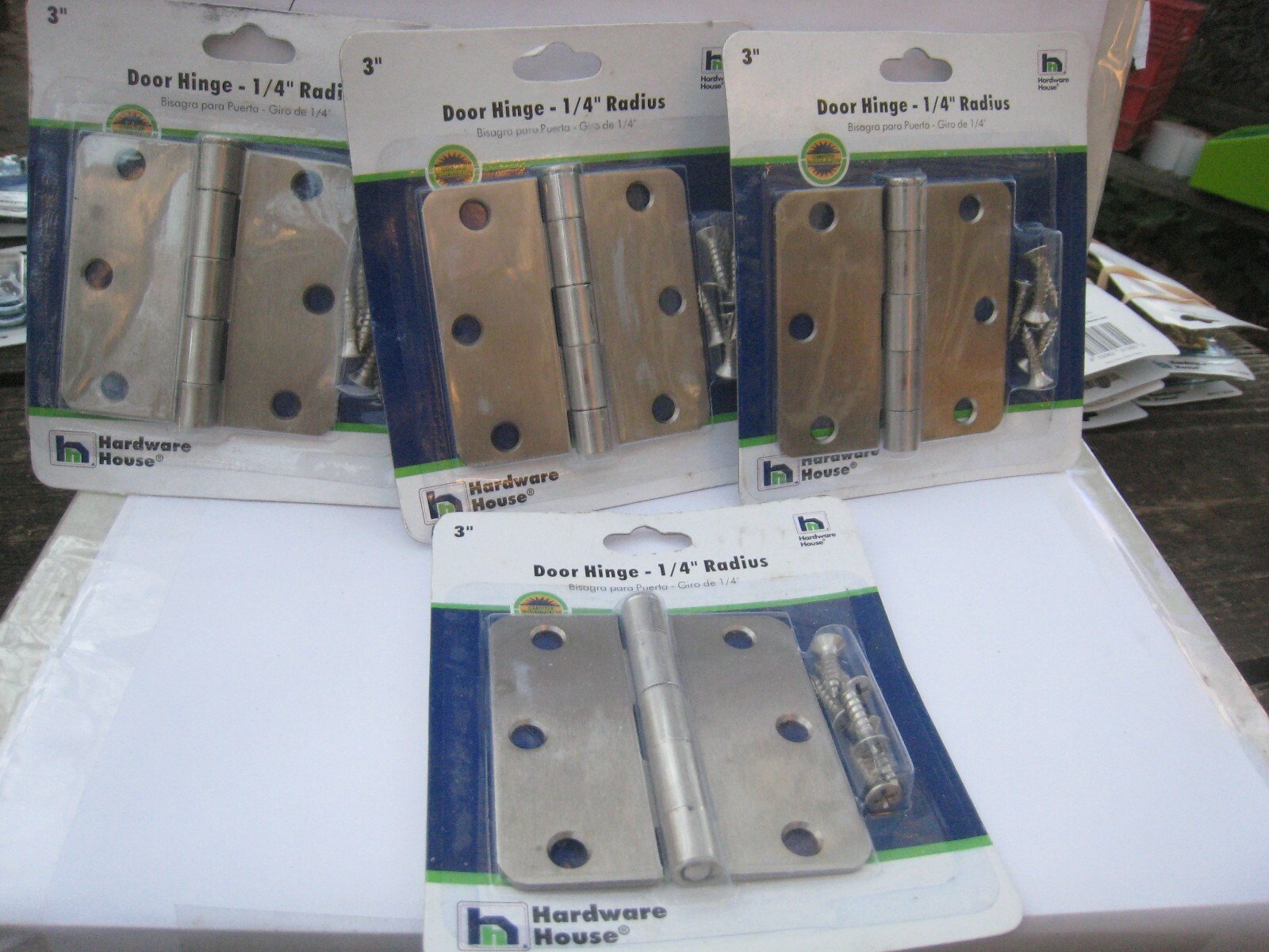 (4) Hardware House Satin Nickel HH52-5683-  3 inch Door Hinges 1/4 Radius