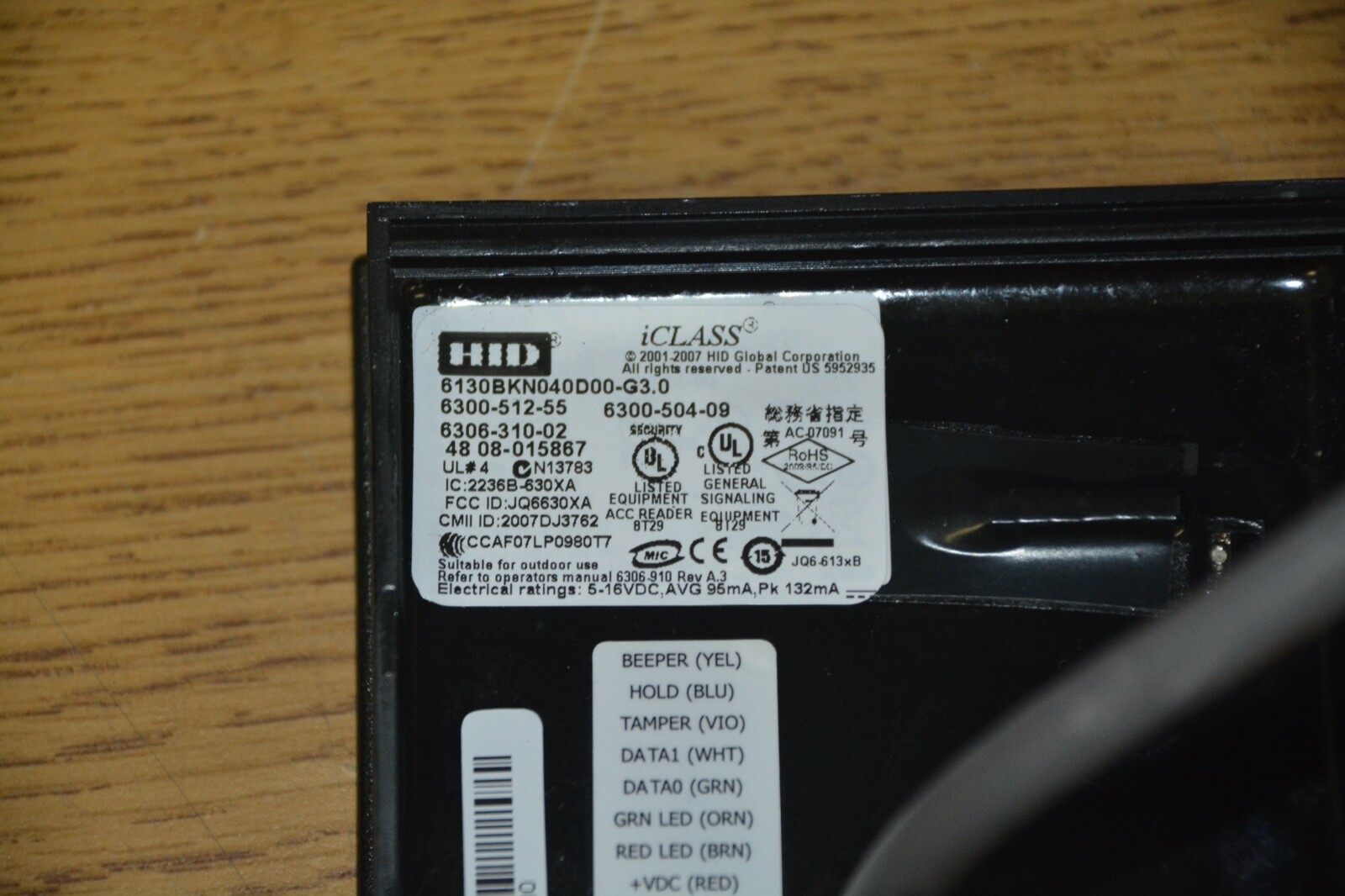 HID RK40 iCLASS Card Reader with Keypad (6130BKN040D00)