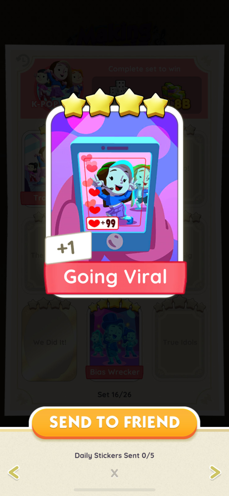 monopoly go stickers - going viral - 4 star - set 16