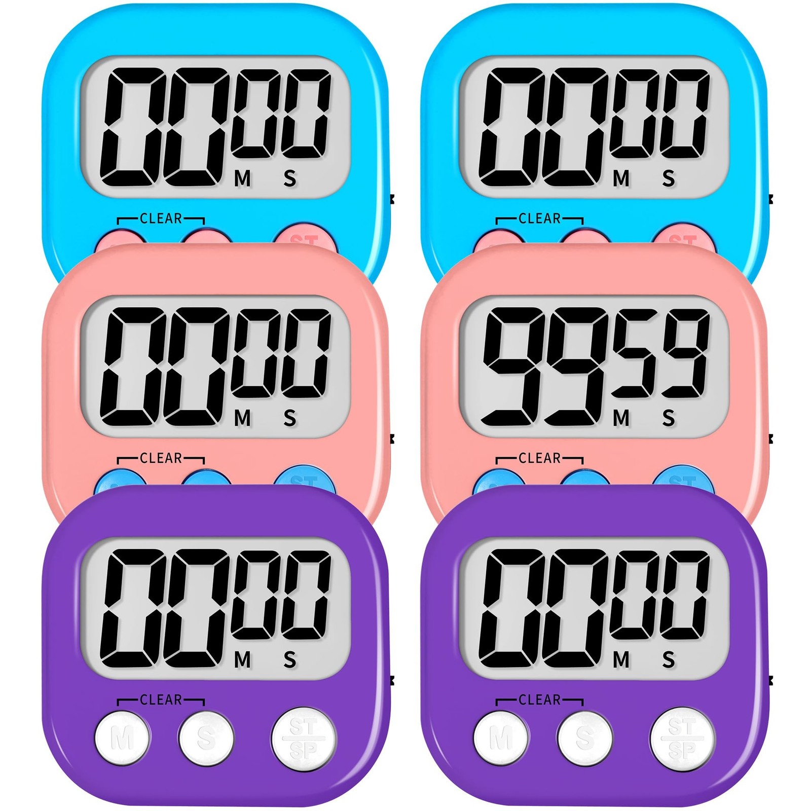 ZILLEN 6 Pack Kitchen Timers for Cooking Digital Classroom Timers for Kids Te...