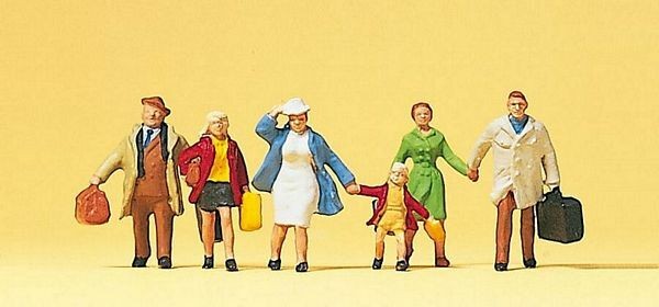 Preiser 10281 HO Scale Passengers Travelers w/Luggage