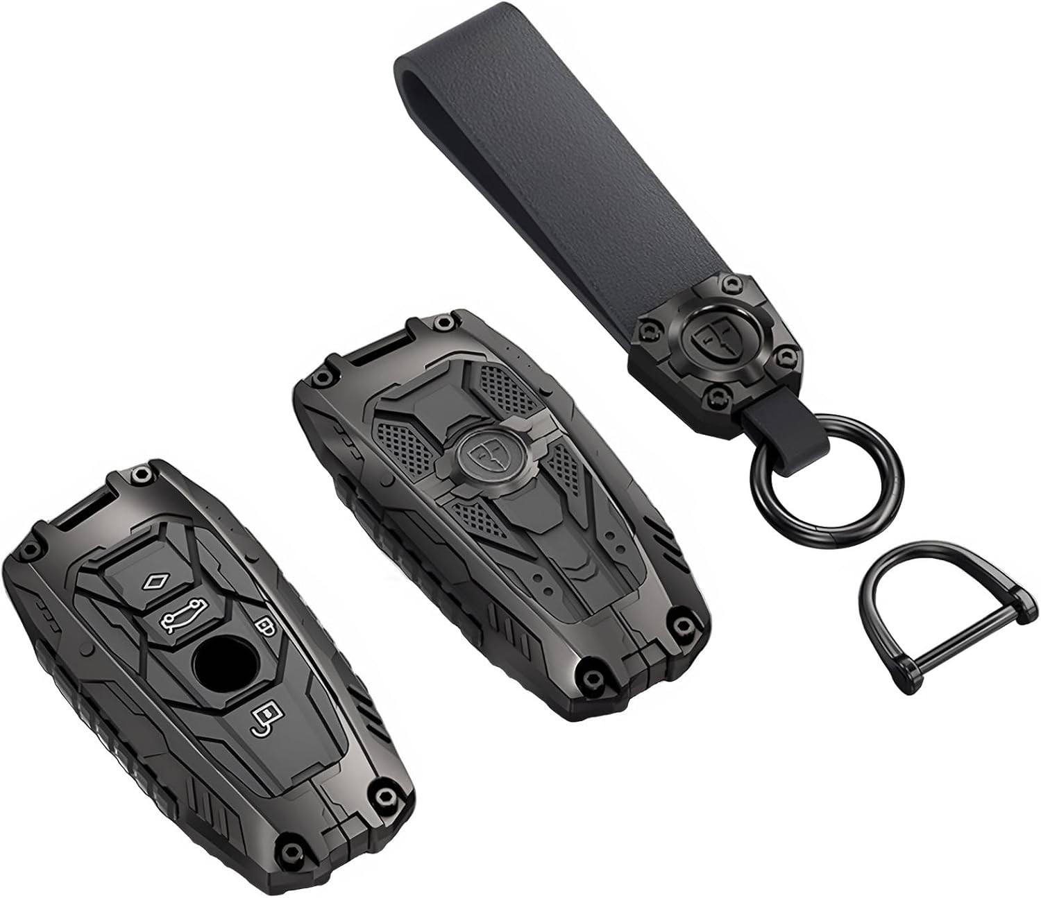 Heavy Metal Key Fob Cover Case Protector for BMW 1 3 4 5 6 7 Model B, B-black