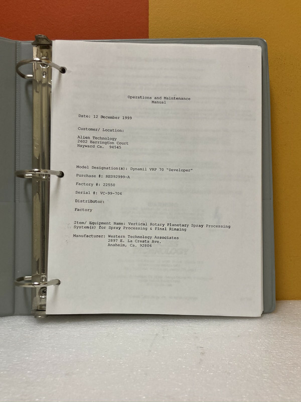 Western Dynamil VRP 70 "Developer" Operations And Maintenance Manual