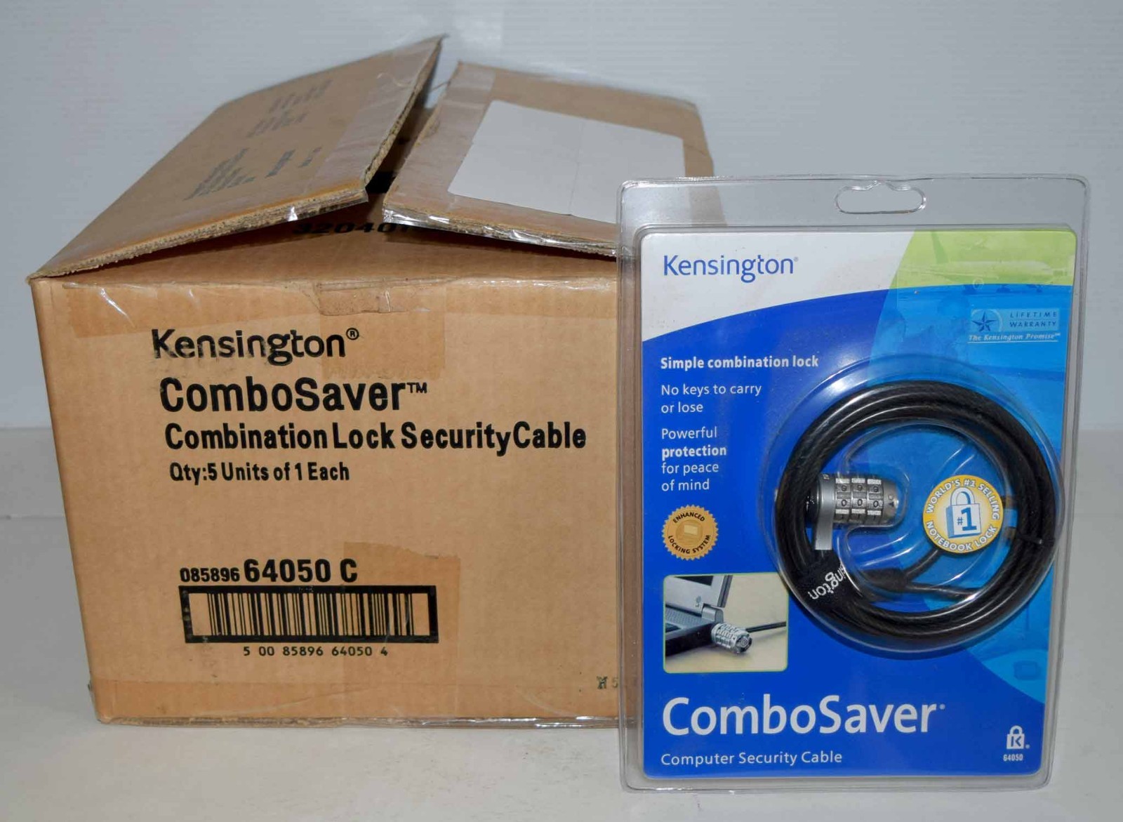 NEW Case of 5  Kensington ComboSaver 64050 Laptop Notebook Computer Lock & Cable