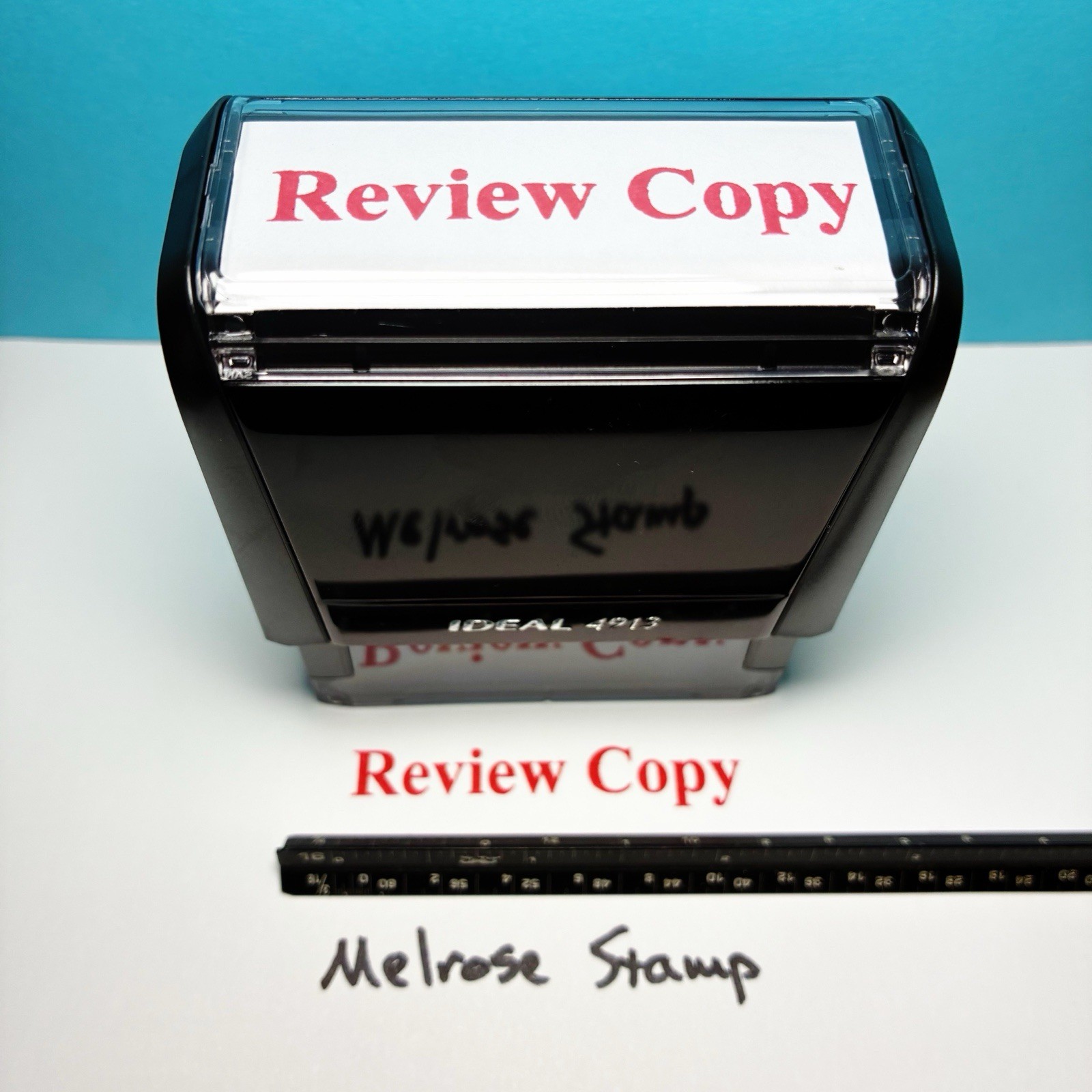 Review Copy Rubber Stamp Self Inking Red Ink Ideal 4913