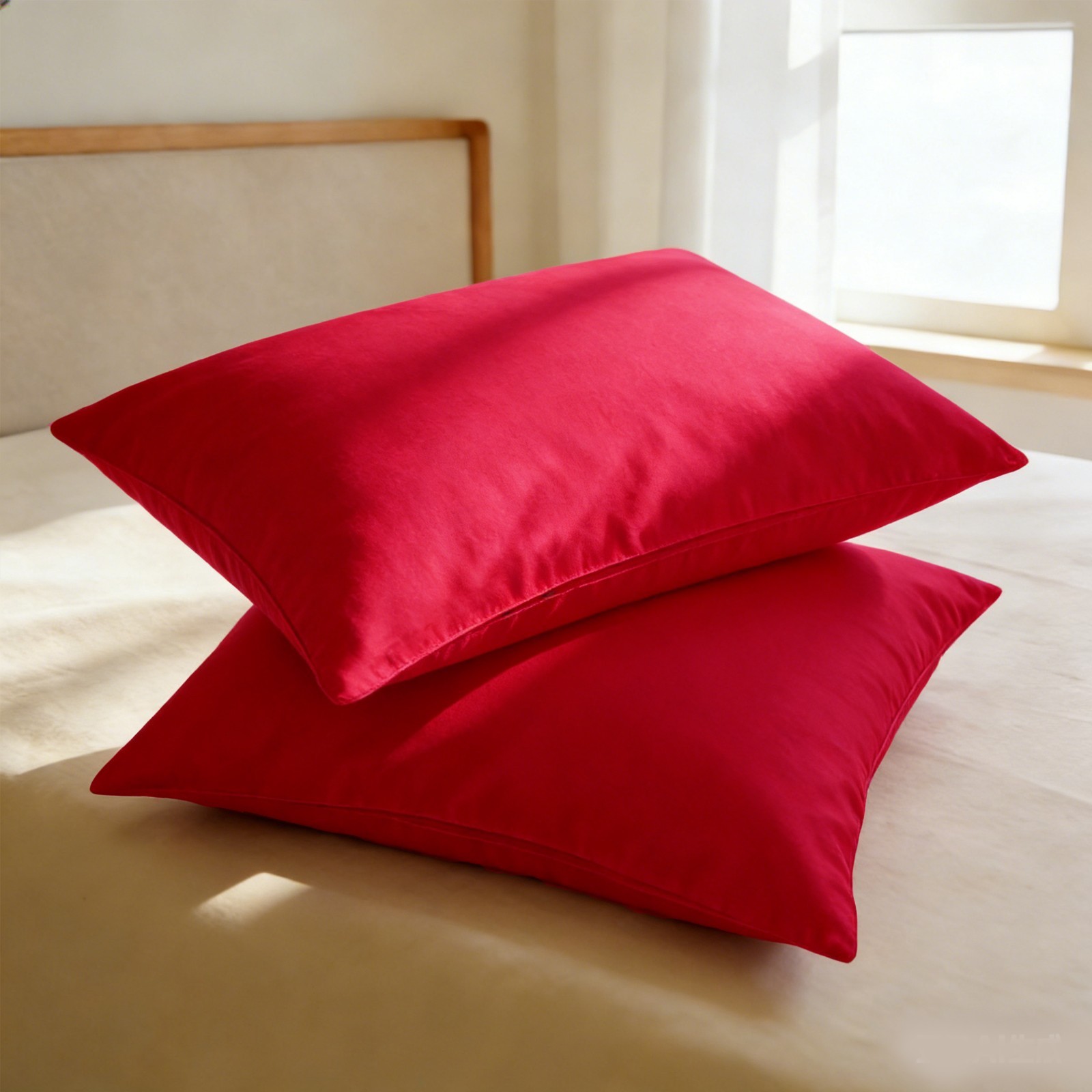 100% Cotton Pillowcases Set of 2, Queen/ King Size, Cozy and Skin-friendly