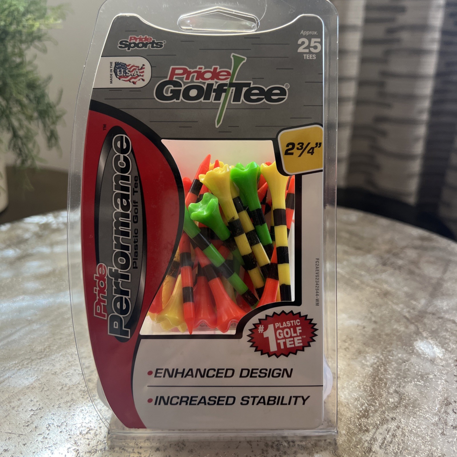 Pride Golf Tee Pride Plastic Striped Golf Tees (Pack of 25), 2 3/4" Neon Mix