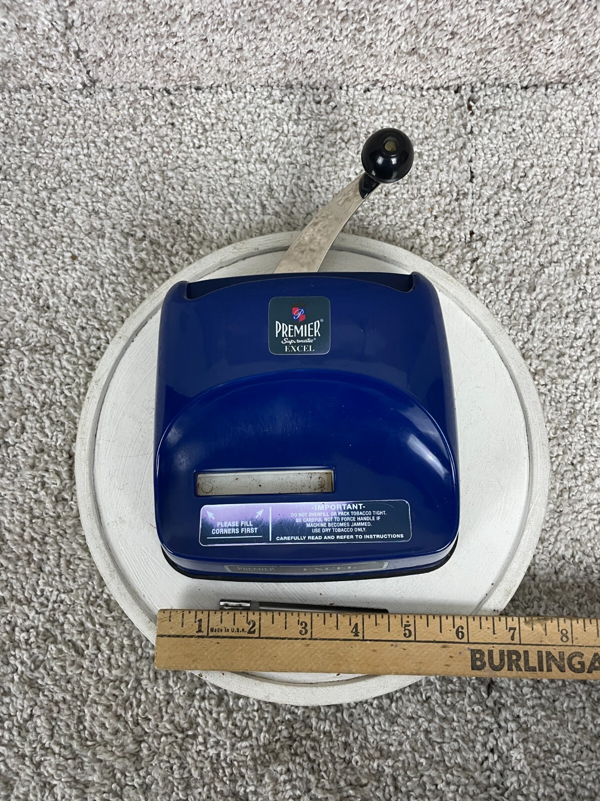 Premier Supermatic Excel Cigarette Making Machine w/ Manual 6"x2.5 Blue