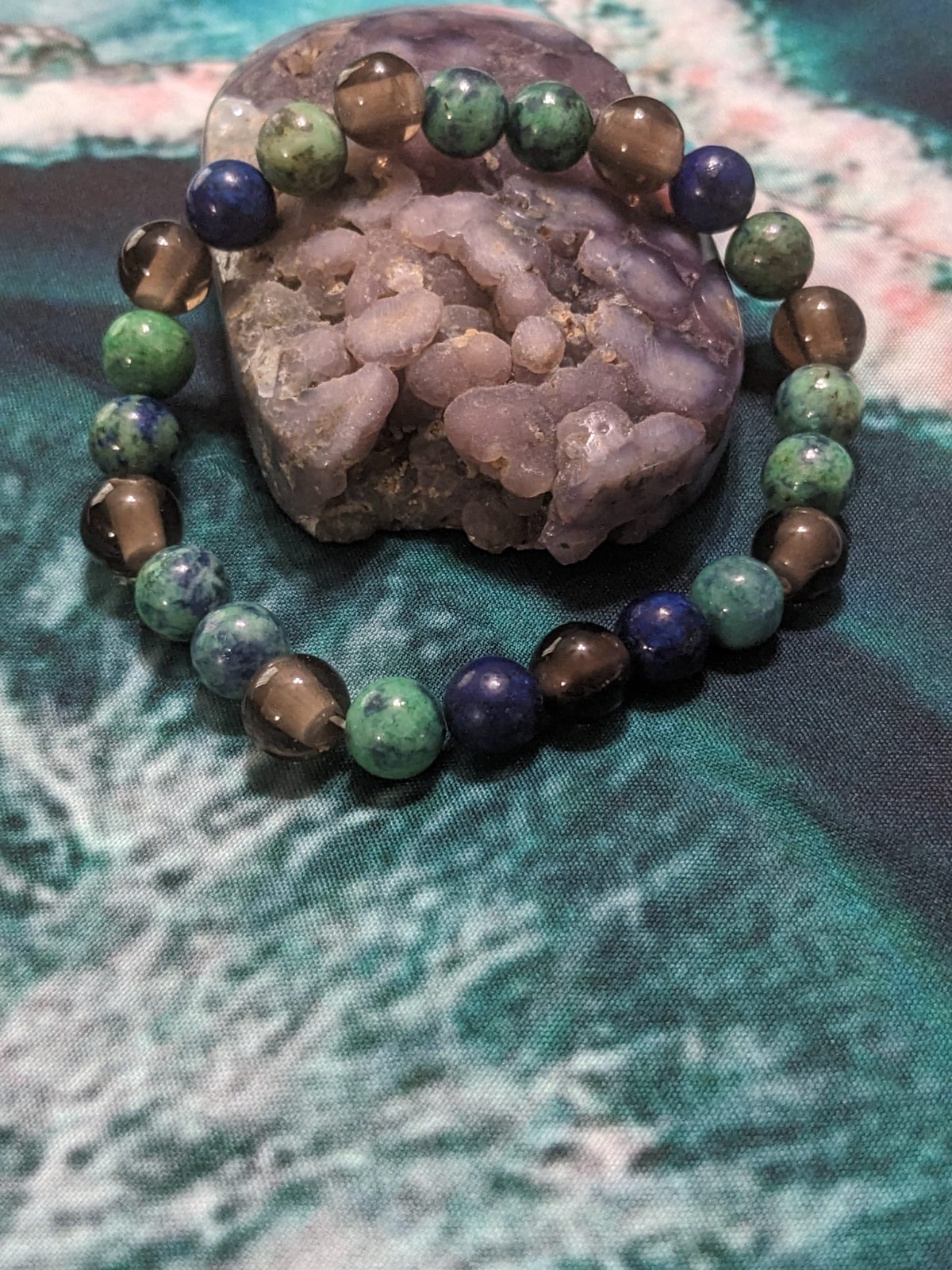 Azurite & Smokey Quartz Crystal Bracelet