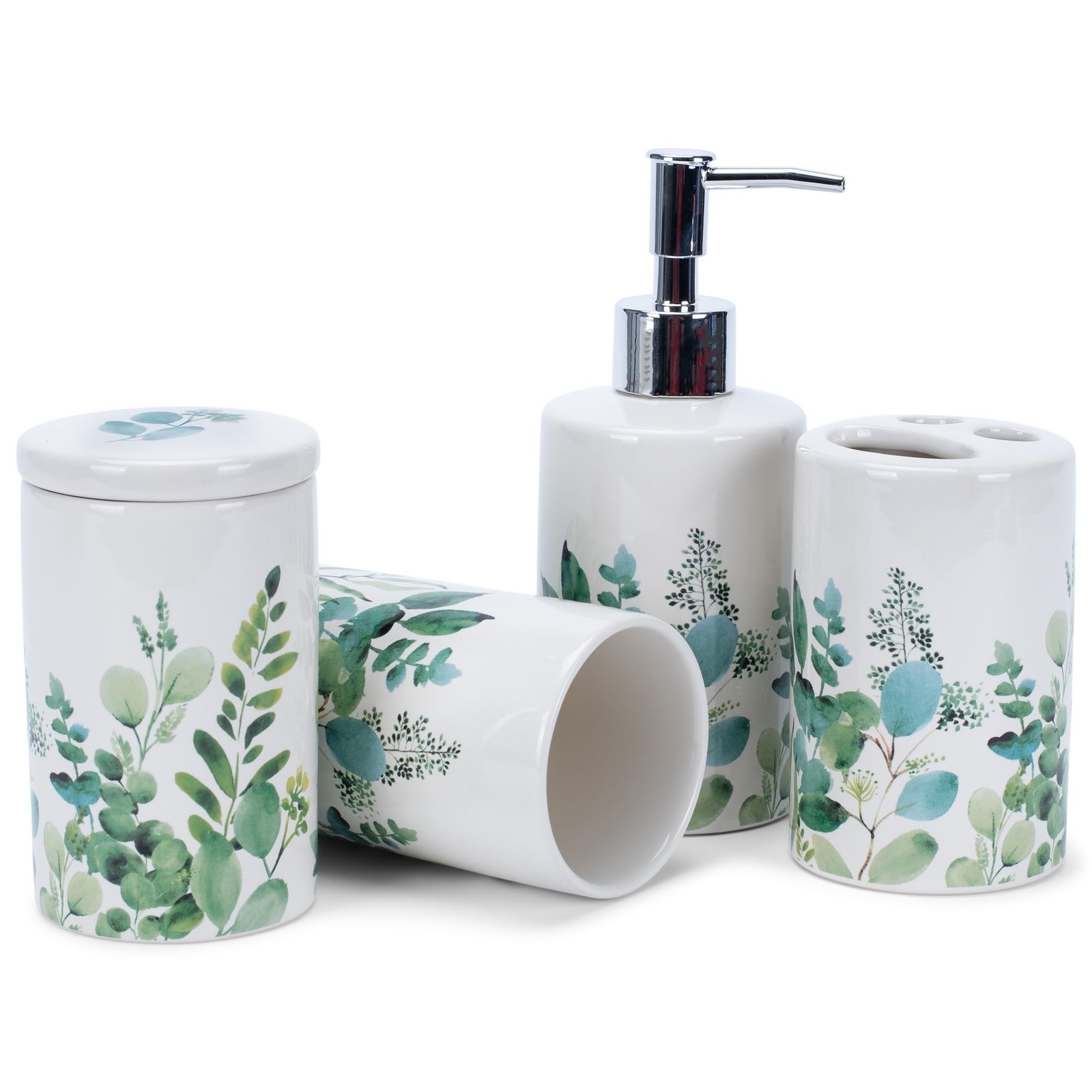 NAT & Jules Chic Modern Rounded 4.5 inch Ceramic Bathroom Accessories Set of ...