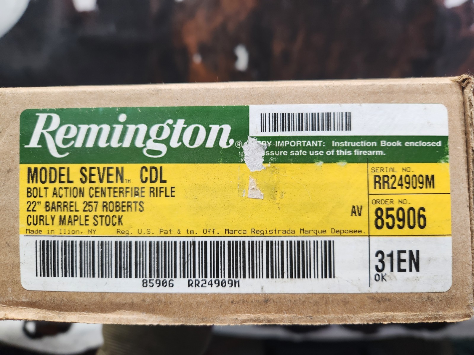 Remington Model Seven CDL Curly Maple Stock - Empty Box