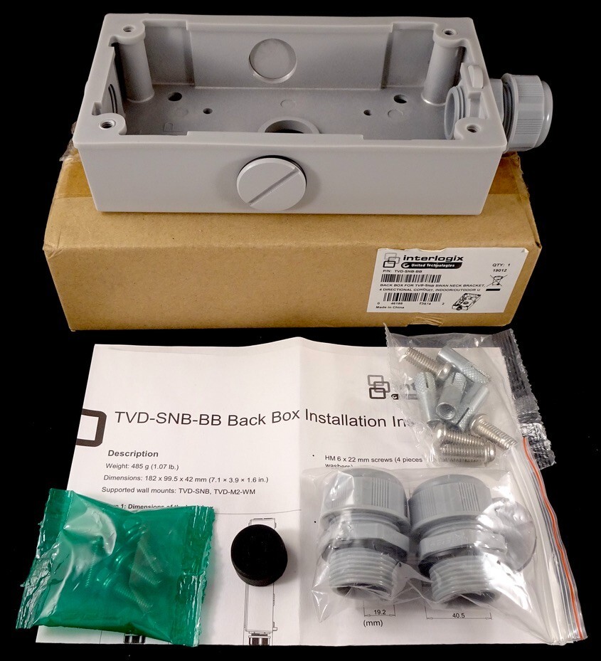 Interlogix Back Box For TVD-SNB-BB Swan Neck Bracket, New In Box