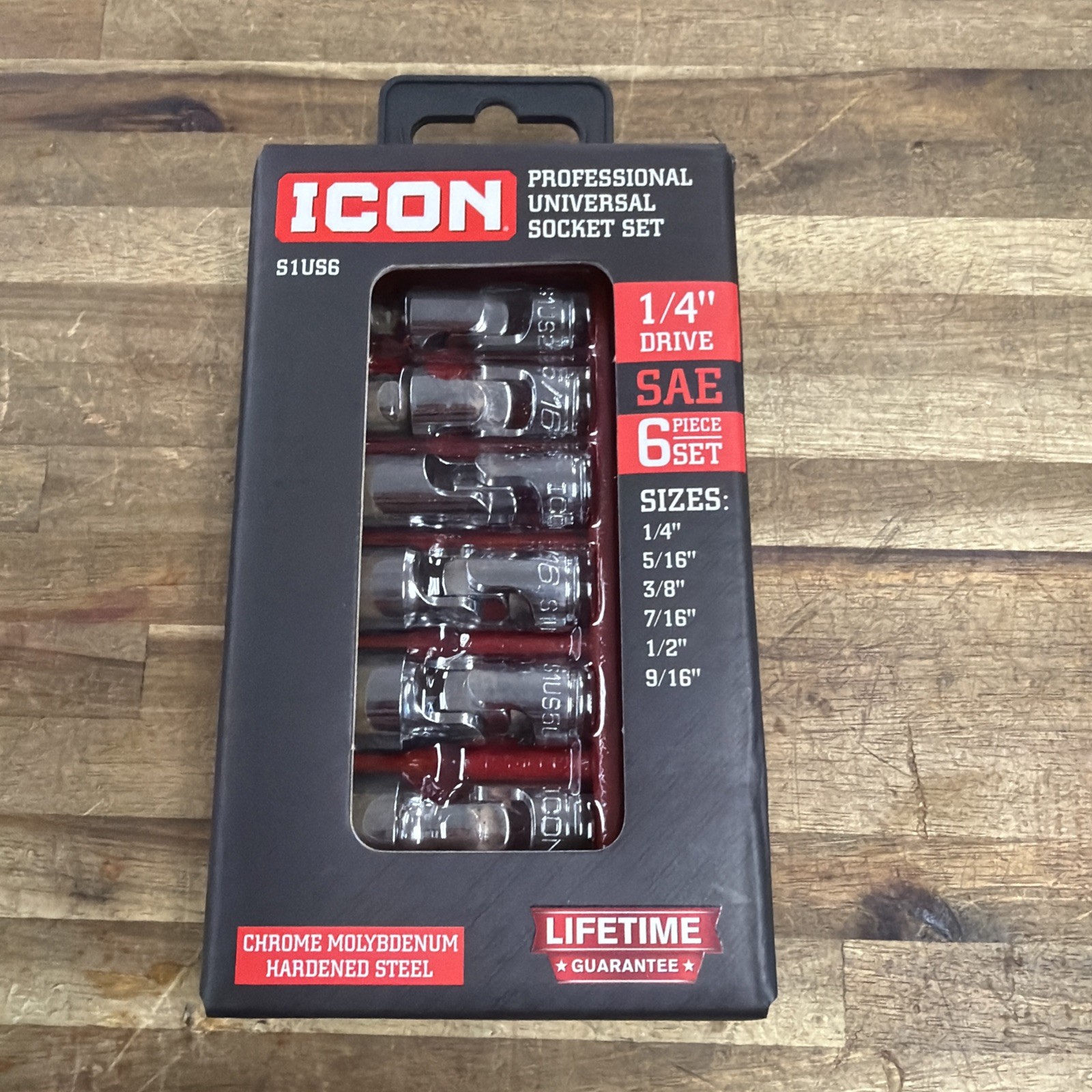 ICON S1US6 PROFESSIONAL UNIVERSAL SOCKET SET SAE 1/4" DRIVE