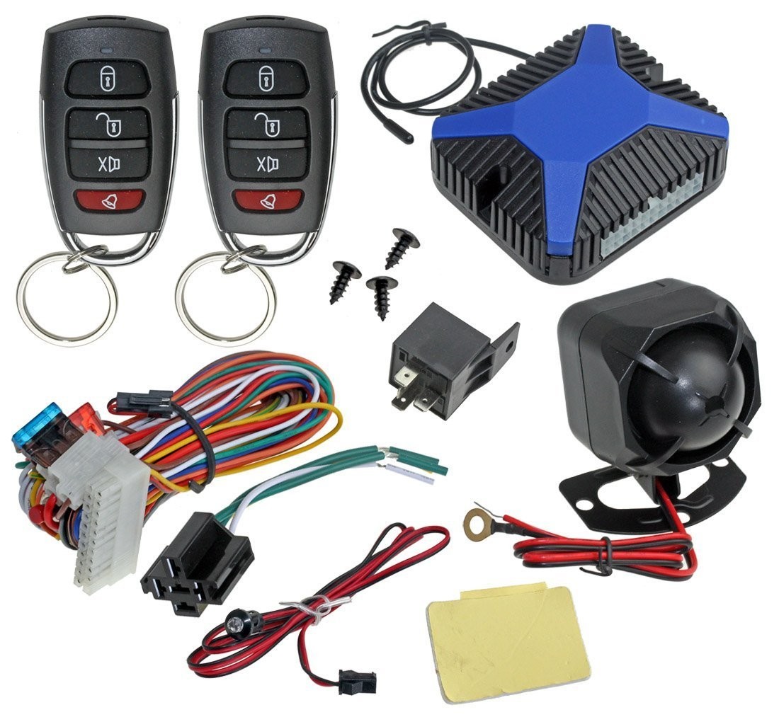 Car Alarm Security & Keyless Entry System, Trunk Pop with Two 4-Button Remote...